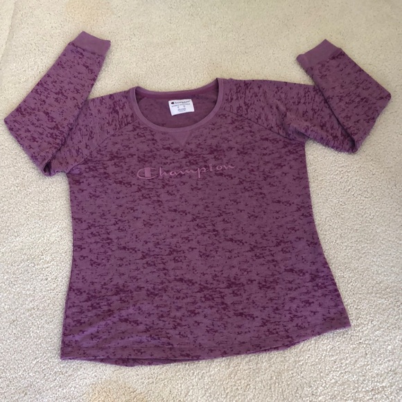 Purple merle Champion logo long sleeve tee shirt - Picture 1 of 7